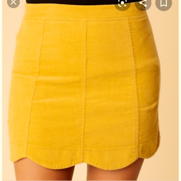 Altar'd State Dresses & Skirts - Mustard yellow corduroy scalloped skirt